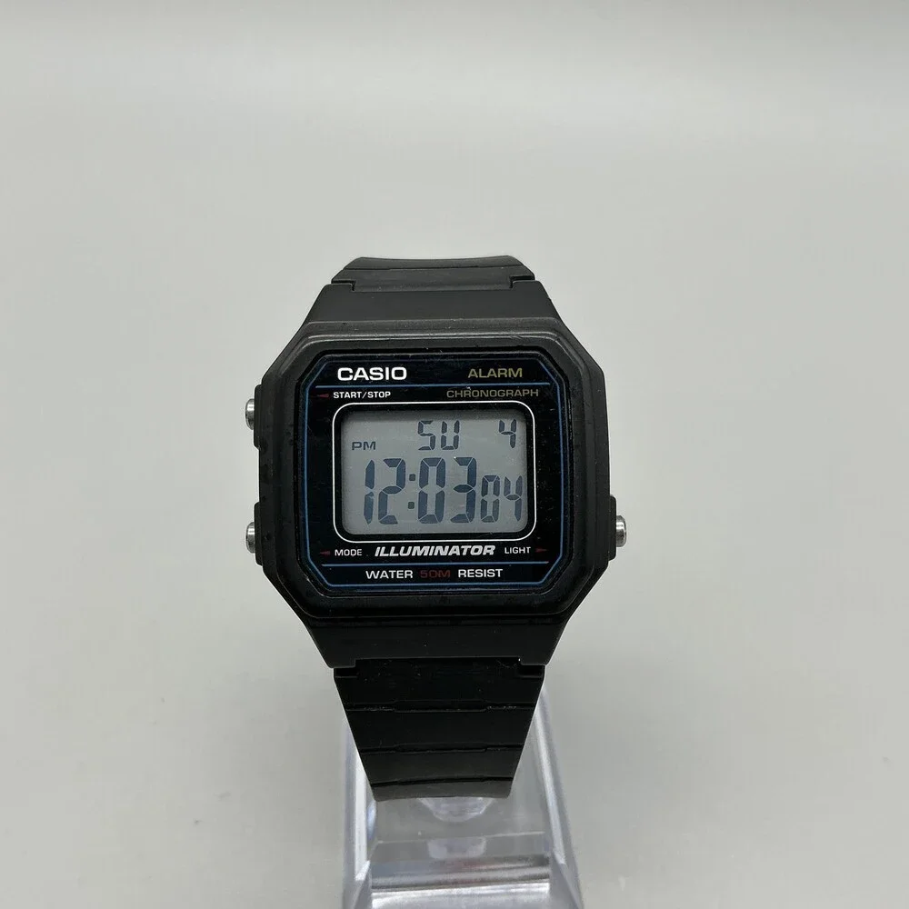 Casio W-217H Mens Watch 38mm Digital Black Illuminator Alarm Chrono New Battery